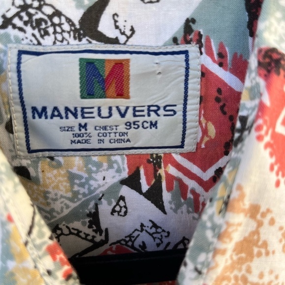 Men's Maneuvers Shirt Multicolor Southwest Button-Down M Cotton Beach Surf TIKI - Picture 2 of 9